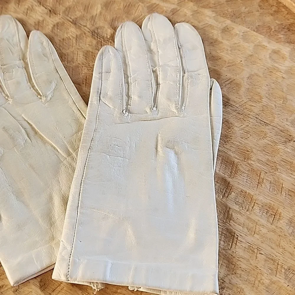 100% Silk & Leather Vintage Gloves WP 9633